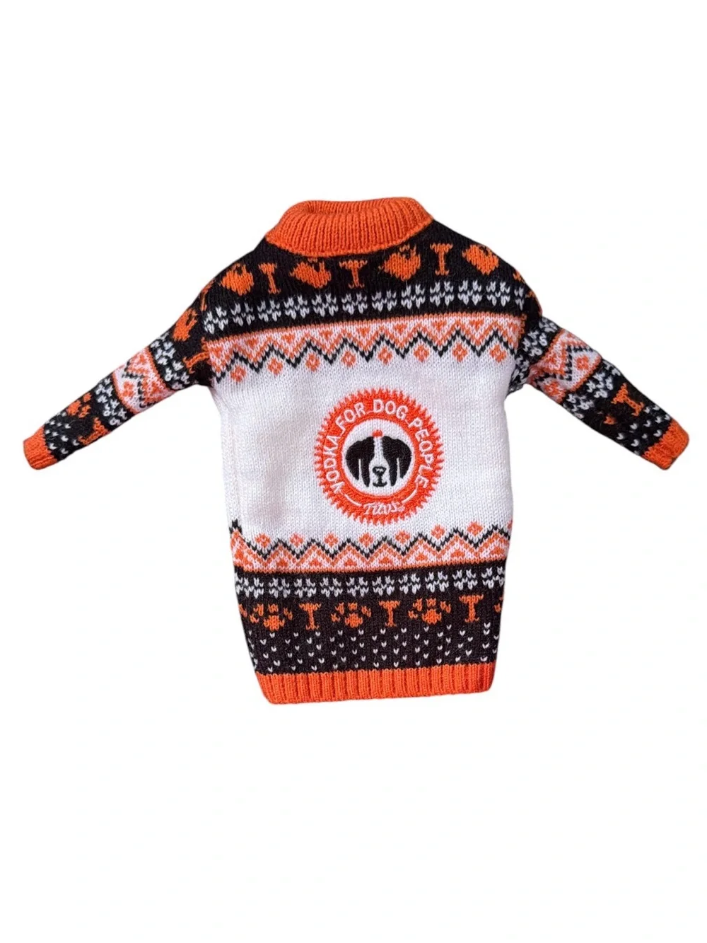 Tito’s Handmade Vodka Dog Bottle Sweater Topper Fair Isle Holiday For Dog People